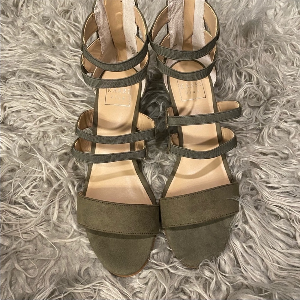 NWOT Army green strappy heels